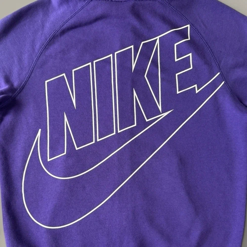 Nike Big Logo Full Zip Hoodie Fleece Size M Purple Raglan Graphic Sweatshirt